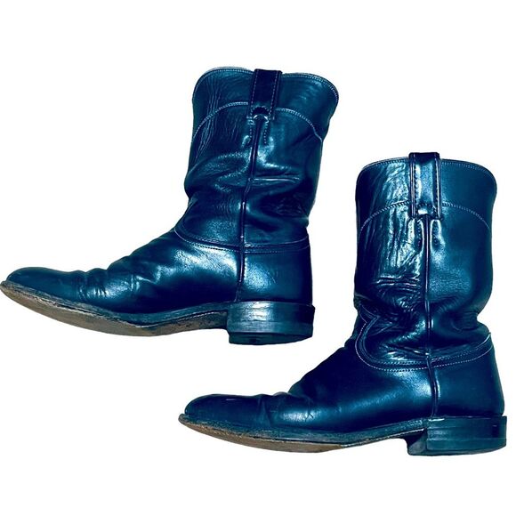 Justin 3024 Roper Boots - Mens - Size 9 B - Midnight Blue Western Leather - Picture 4 of 6